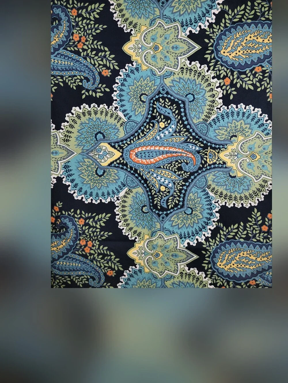 Pottery Barn Pillow Sham Standard Sz  Navy  with Turquoise and Lime Paisley